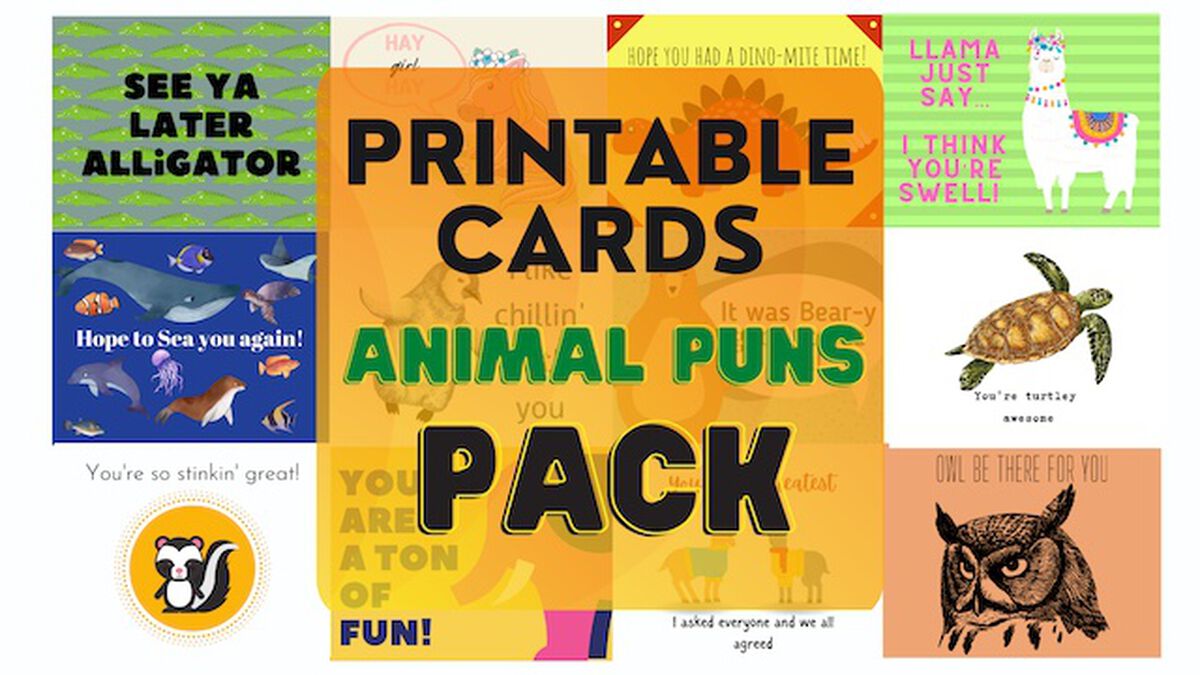 Printable Cards for Ministry - ANIMAL PUN PACK image number null